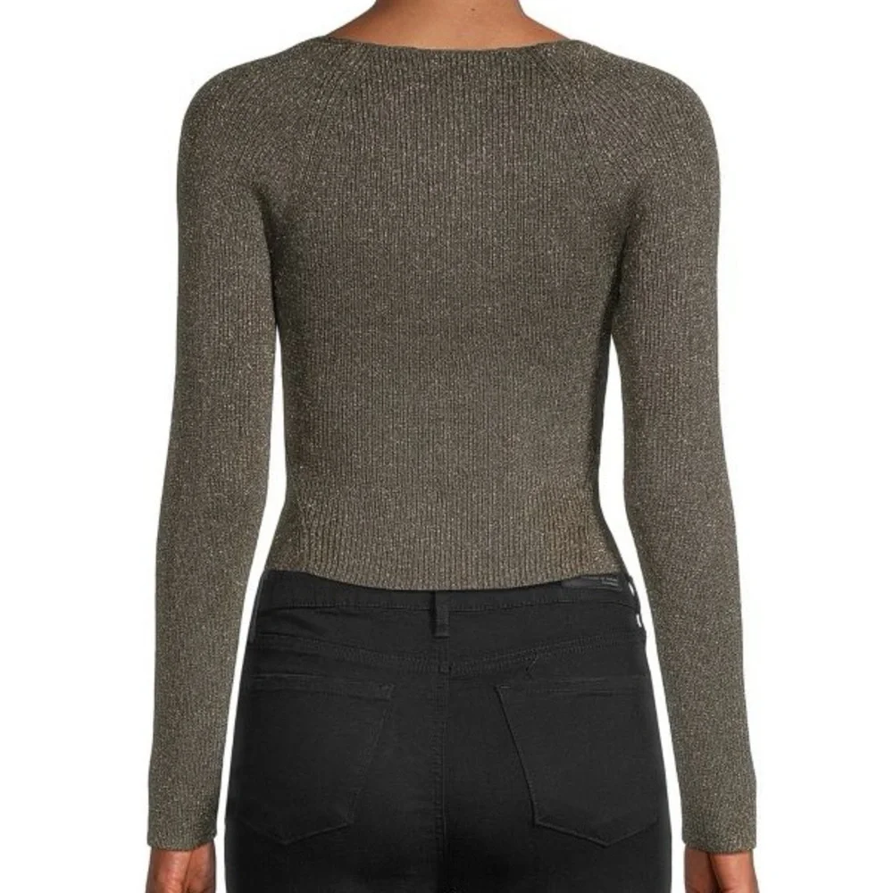 Staud Cerro Metallic Long Sleeve Sweater Top
